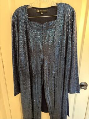 Jules & Leopold Blue Sequin Duster Jacket